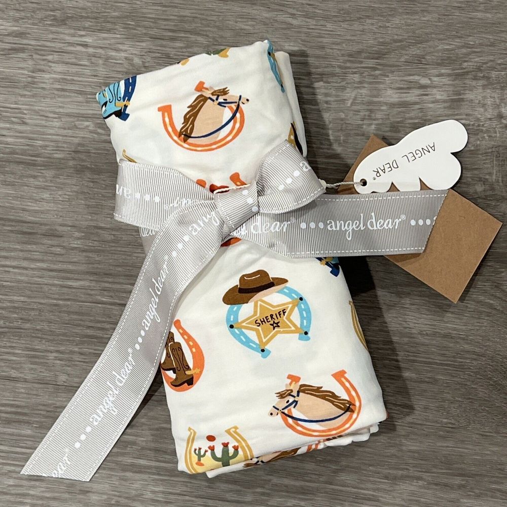 New Angel Dear Swaddle Baby Blanket Western Horseshoes Luxurious Soft Neutral